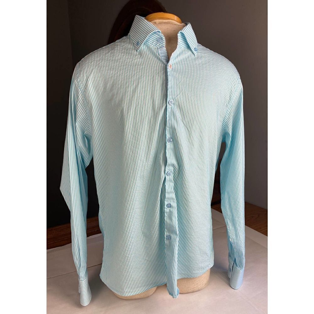 Stone Rose Button Down Dress Shirt Contrast Collar / Cuff - Size XL